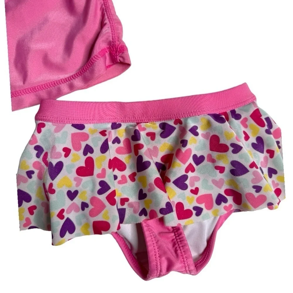 UV Skinz UPF 50+ Rashguard Set Girls Pink with Bucket Hat 3T